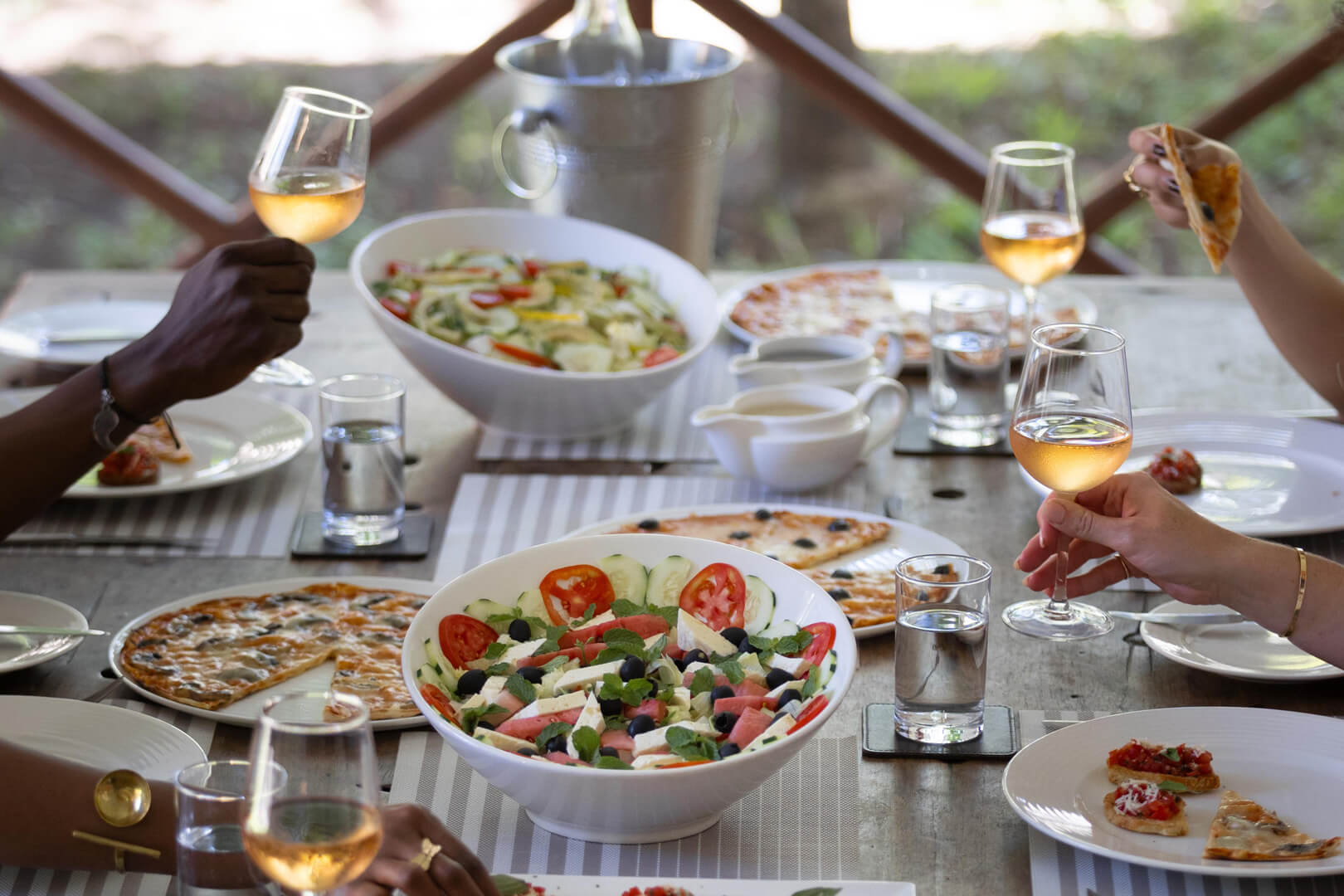 Guests Dining Guests enjoying a bespoke meal prepared by private chef at Garden Villa